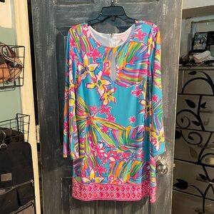 NWOT Lilly Pulitzer Fairfield Sea Blue Summer haze Print Tunic Dress Medium